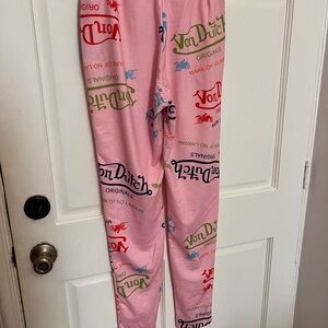 Von Dutch Pajama Bottoms - Pink with Colorful Logo Print